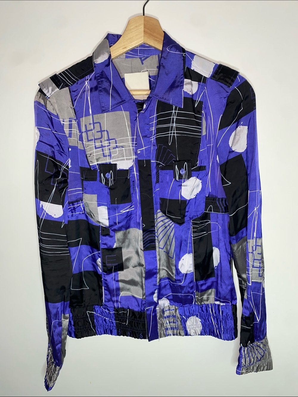 Diesel Purple & Black Geometric Lightweight Jacket Size M